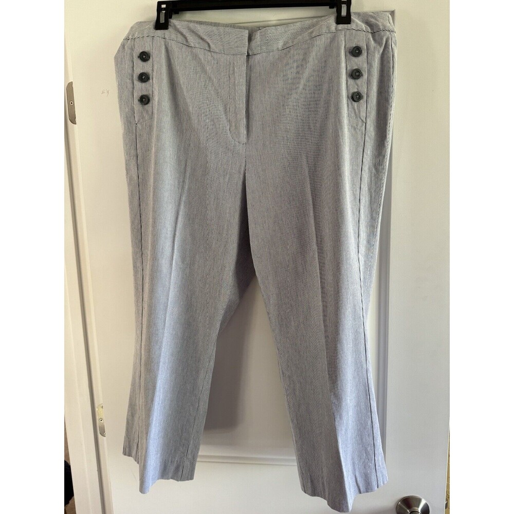 Counterparts Cropped Pants Women’s Size 18 Blue/White Vertical Striped‎